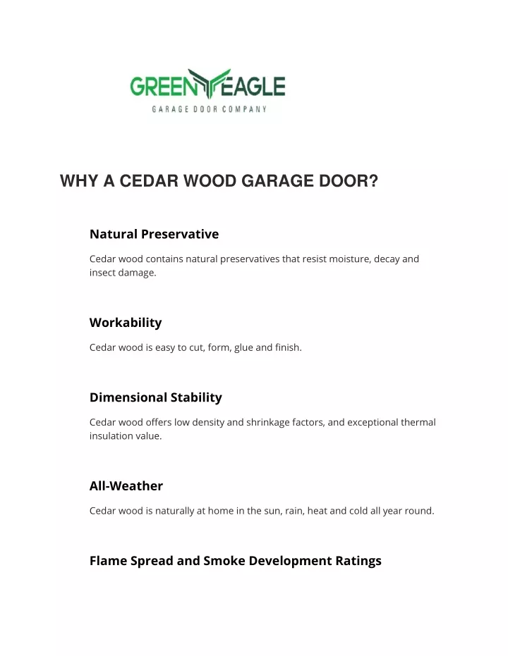 why a cedar wood garage door