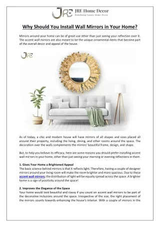 why should you install wall mirrors in your home