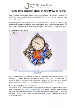 how to style elephant clocks in your drawing room