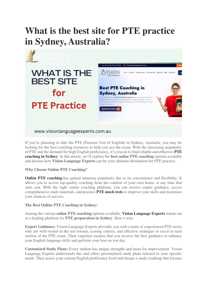 what is the best site for pte practice in sydney