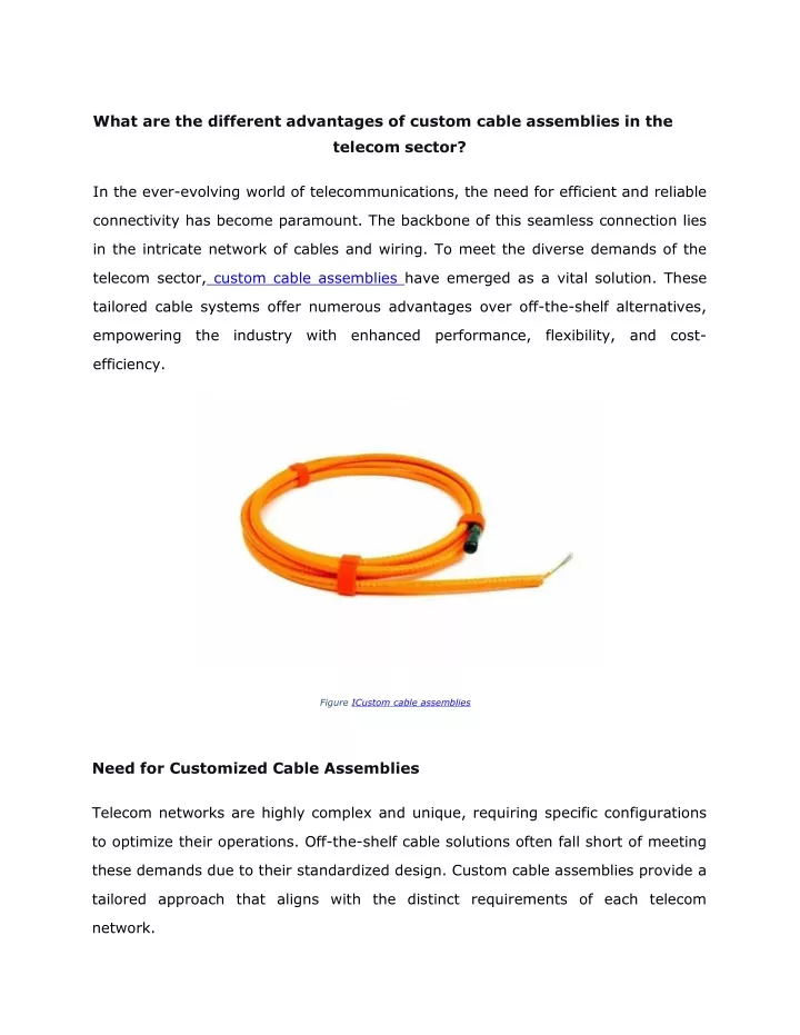 what are the different advantages of custom cable