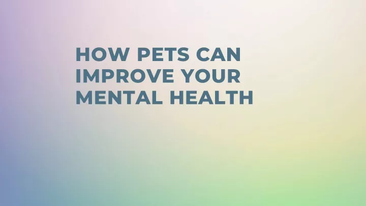 how pets can improve your mental health