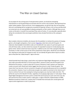 The War on Used Games