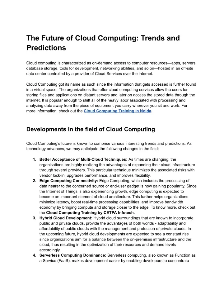 the future of cloud computing trends
