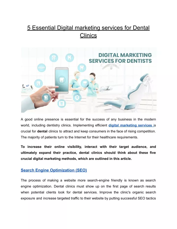 5 essential digital marketing services for dental