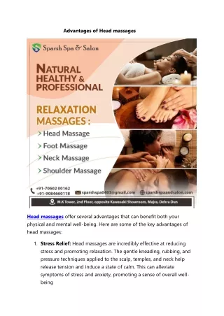 Advantages of head massages