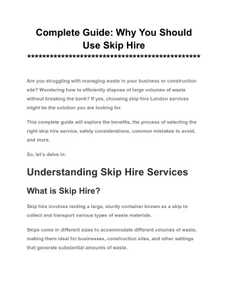 Complete Guide_ Why You Should Use Skip Hire