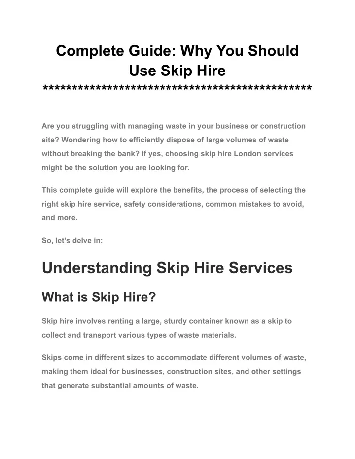 complete guide why you should use skip hire