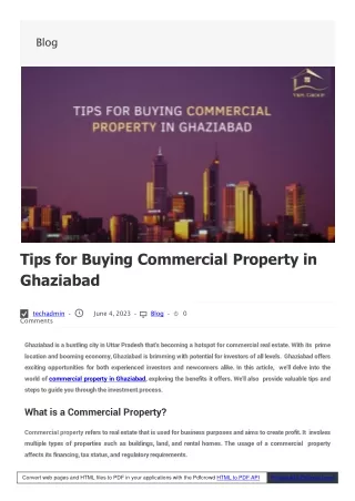 Tips for Buying Commercial Property in Ghaziabad