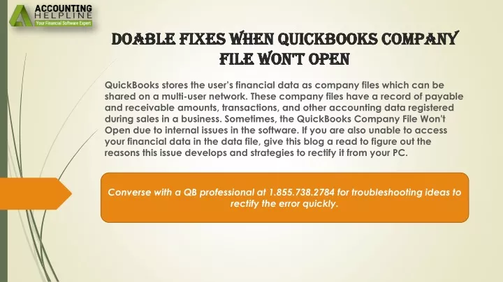doable fixes when quickbooks company file won t open