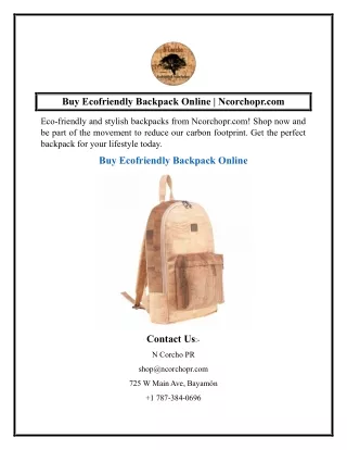 Buy Ecofriendly Backpack Online  Ncorchopr.com