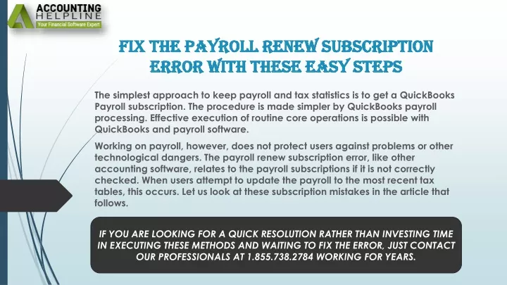 fix the payroll renew subscription error with these easy steps
