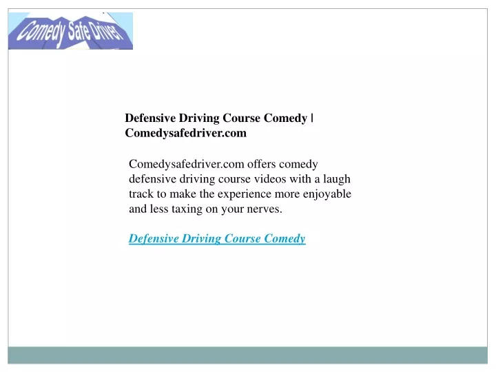 defensive driving course comedy comedysafedriver
