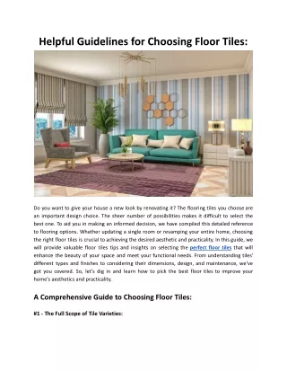 Helpful Guidelines for Choosing Floor Tiles - Tile Trolley