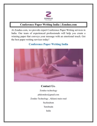 Conference Paper Writing India  Zonduo.com