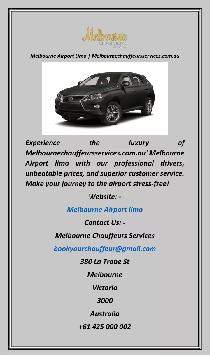 melbourne airport limo