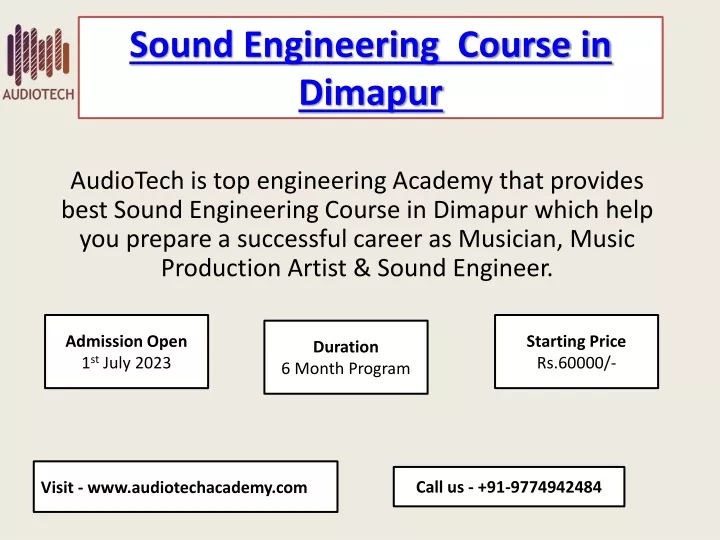 sound engineering course in dimapur