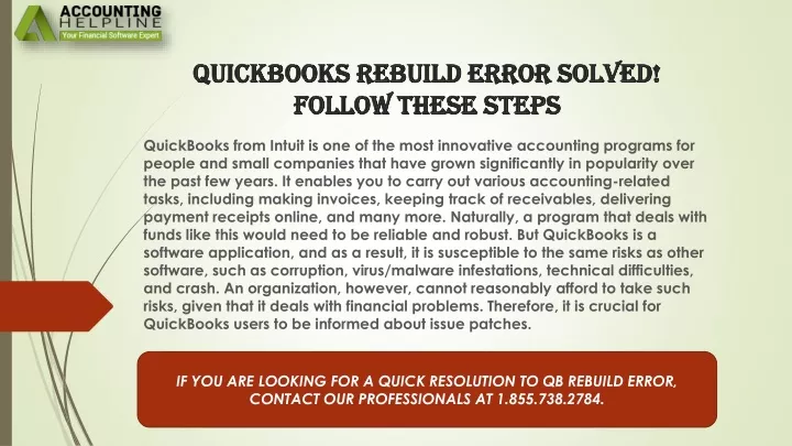quickbooks rebuild error solved follow these steps