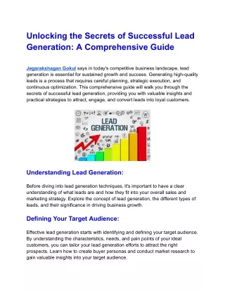 Unlocking the Secrets of Successful Lead Generation: A Comprehensive Guide