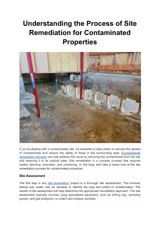 Understanding the Process of Site Remediation for Contaminated Properties