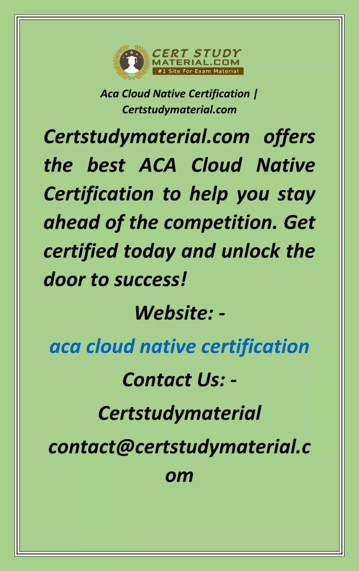 aca cloud native certification certstudymaterial
