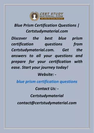 Blue Prism Certification Questions  Certstudymaterial