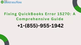Fixing QuickBooks Error 15270 A Comprehensive Guide
