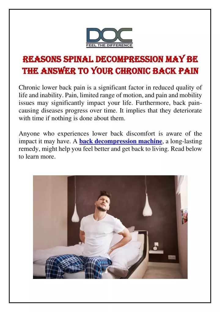 reasons spinal decompression may be reasons