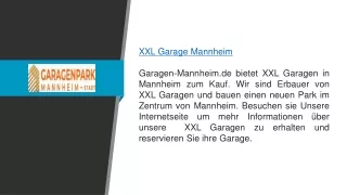 XXL Garage Mannheim
