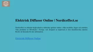 Elektrisk Diffusor Online  Nordiceffect.se