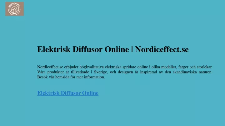 elektrisk diffusor online nordiceffect