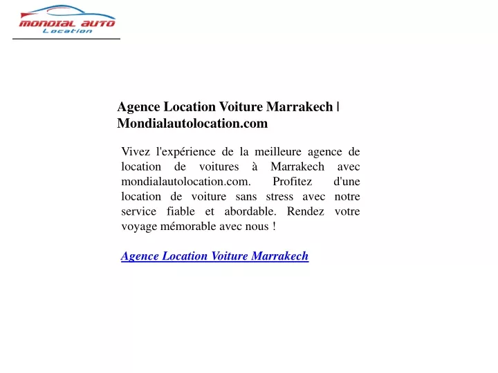 agence location voiture marrakech