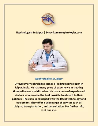 Nephrologists In Jaipur | Drravikumarnephrologist.com
