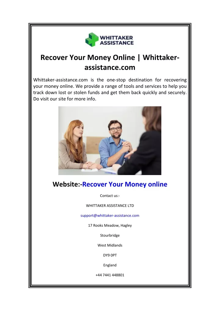 recover your money online whittaker assistance com