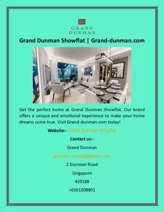 Grand Dunman Showflat  Grand-dunman