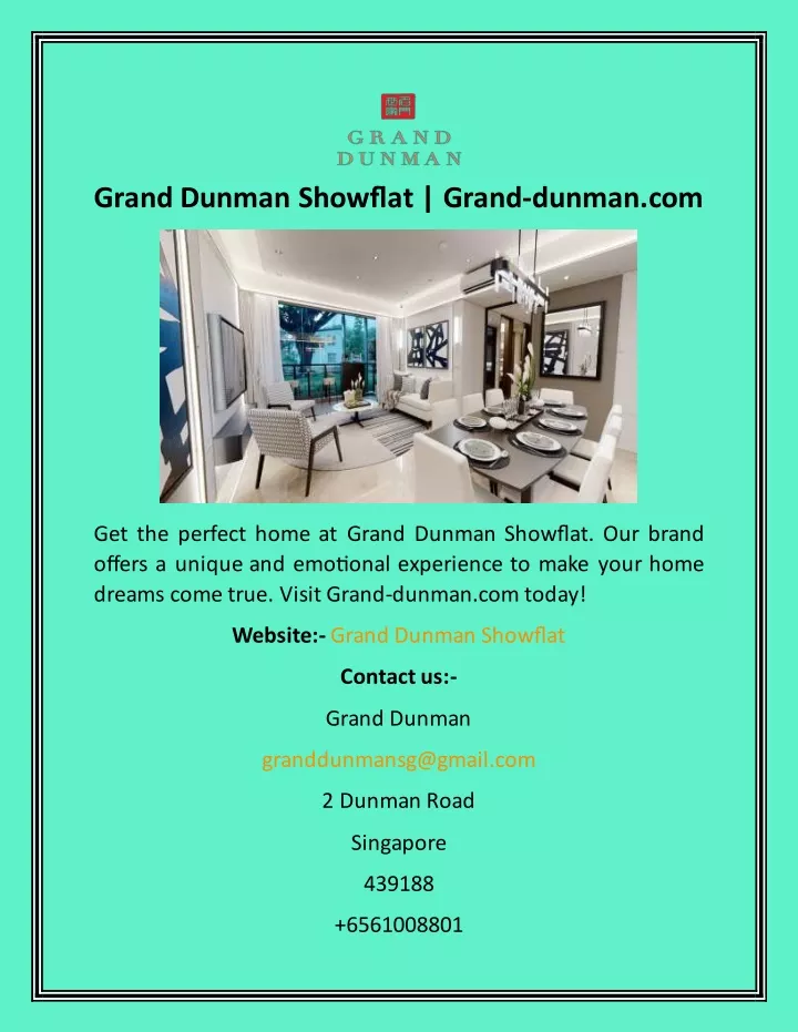 grand dunman showflat grand dunman com