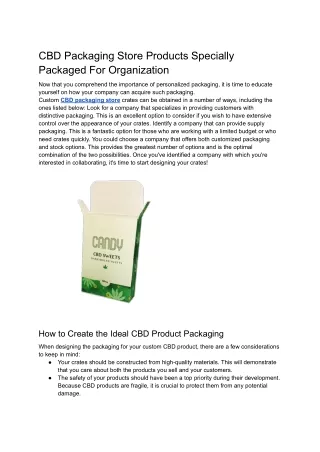 CBD Packaging Store Products Specially Packaged For Organization