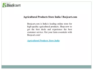 Agricultural Products Store India Beejcart.com