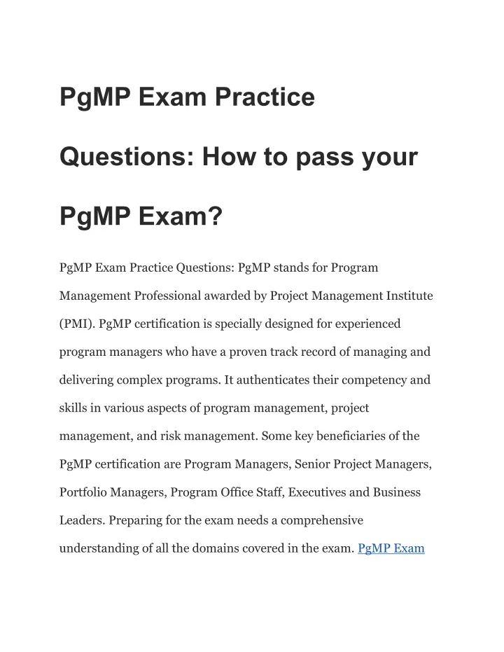 pgmp exam practice