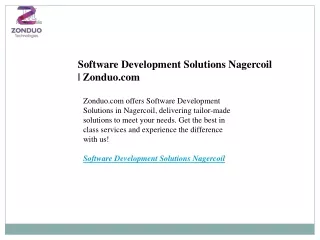Software Development Solutions Nagercoil  Zonduo.com