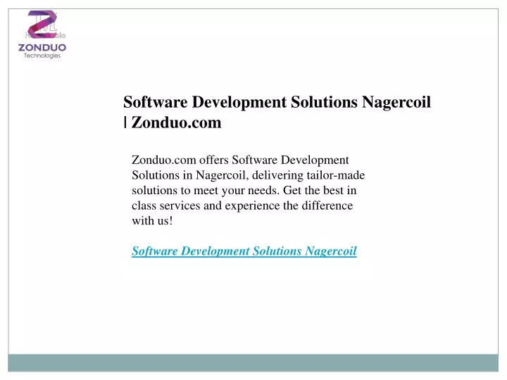 software development solutions nagercoil zonduo