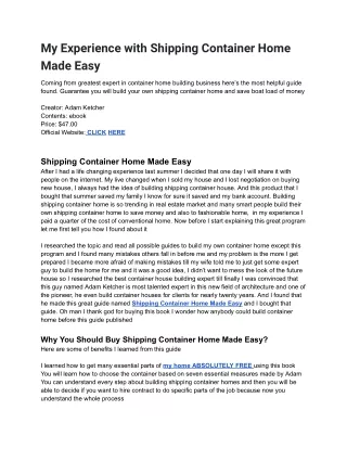 my experience with shipping container home made