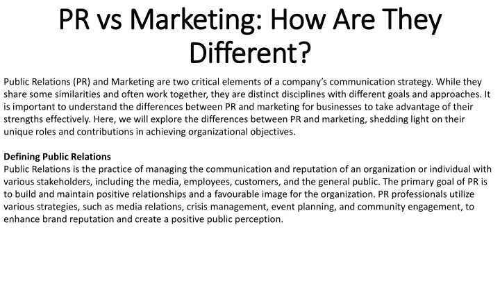 pr vs marketing how are they different