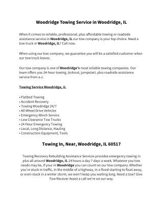 Woodridge Towing Service in Woodridge, IL