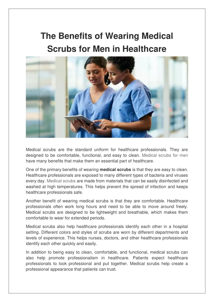 the benefits of wearing medical scrubs