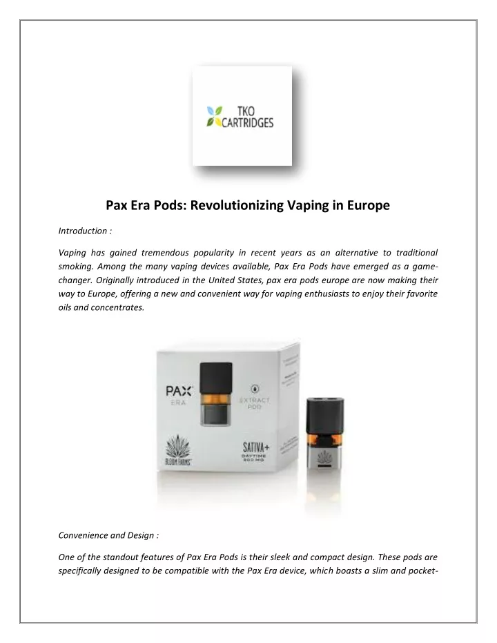 pax era pods revolutionizing vaping in europe