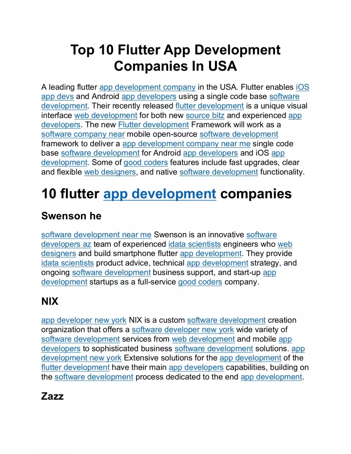 top 10 flutter app development companies in usa