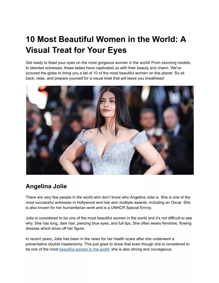 10 most beautiful women in the world a visual