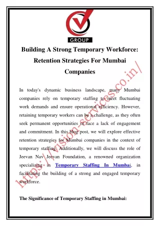 Temporary Staffing In Mumbai Call-7303740432