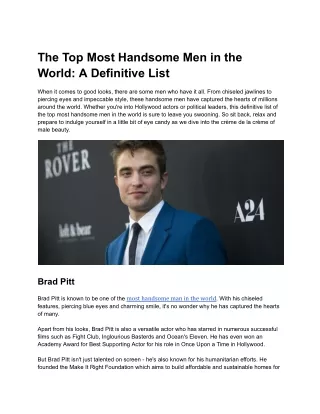 The Top Most Handsome Men in the World_ A Definitive List